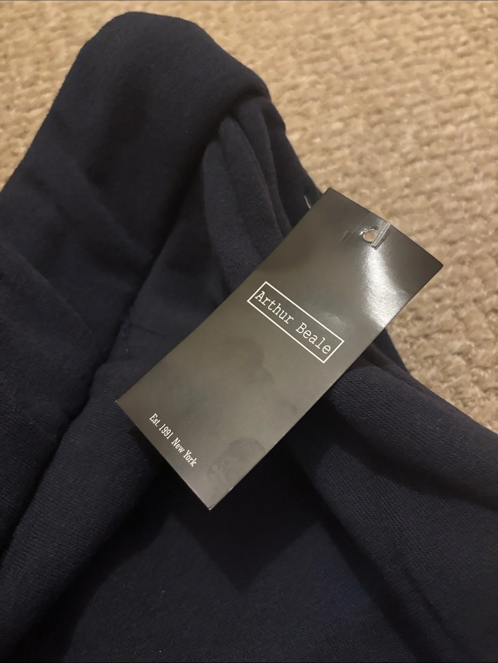 Arthur Beale Men’s Fleece Lounge Shorts XL Navy Blue Drawstring NWT